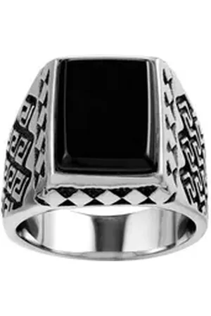 Karisma Fingerring Männer Edelstahl 316L Männer Ring - Agate Achat Stein Schwarz - RHC96 62