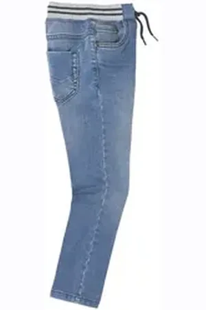 Vertbaudet 7/8-Caprijeans Jungen Sweathose, Denim-Optik blau 110