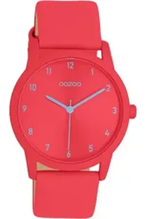 Oozoo Quarzuhr Damen Armbanduhr rot Analog, (Analoguhr), Damenuhr rund, mittel (ca. 38mm) Lederarmband, Casual-Style rot