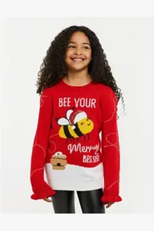 Threadgirls Rundhalspullover mit tollem Weihnachts-Design rot 7-8