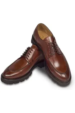 Brecos Herren Schnür-Halbschuh braun, Split-Toe-Derby, Durchgenäht Schnürschuh Handgefertigt in Italien 43