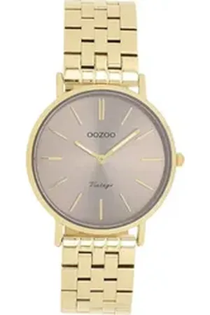 Oozoo Quarzuhr Damen Armbanduhr Vintage, (Analoguhr), Damenuhr rund, mittel (ca. 32mm) Metallarmband, Elegant-Style goldfarben