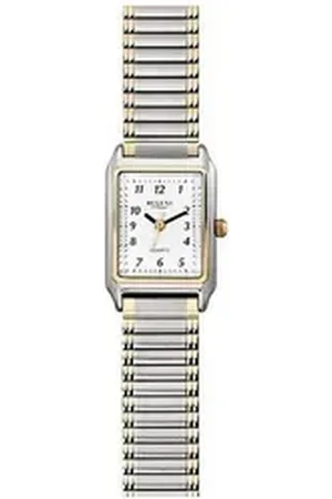 Regent Quarzuhr Damen Uhr F-460 Metall Quarz, (Analoguhr), Damen Armbanduhr eckig, klein (ca. 26mm), Metallarmband silberfarben
