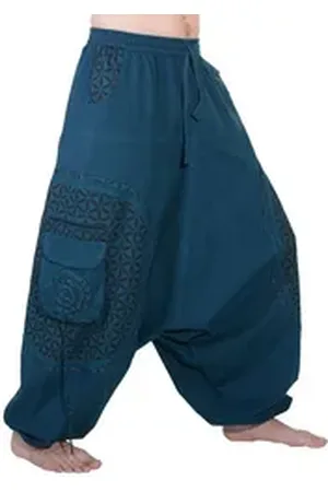 Kunst und Magie Haremshose Kunst&Magie Haremshose bunte Muster Hippie Hose Blume des Lebens grün 4XL