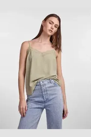 Only & Sons Spaghettitop - Top mit Spitze - PCTIFFANY STRAP LACE TOP NOOS BC grau XS