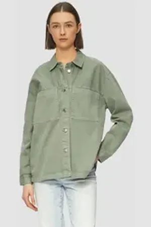 QS by s.Oliver Funktionsjacke Overshirt aus Twill im Relaxed Fit Waschung grün 40
