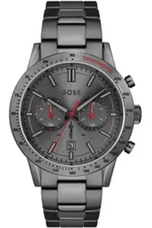 HUGO BOSS Chronograph ALLURE 1513924, Quarzuhr, Herrenuhr, Armbanduhr, Stoppfunktion, Edelstahlarmband grau
