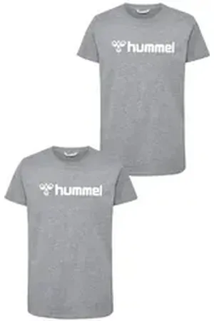 Hummel T-Shirt 2er-SET T-Shirt mit Logo Print aus Bio-Baumwolle (2-tlg) hmlGO 2.0 LOGO T-SHIRT S/S KIDS grau 140