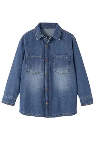 Vertbaudet Langarmhemd Jungen Jeanshemd blau 158/164
