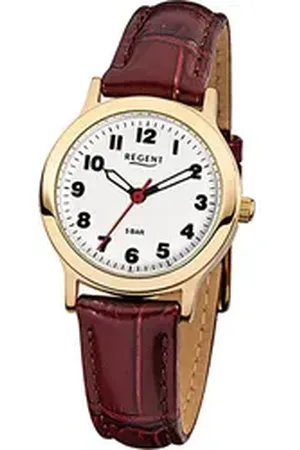 Regent Quarzuhr Leder Damen Uhr F-825 Quarzuhr, (Analoguhr), Damenuhr Lederarmband braun, rundes Gehäuse, klein (ca. 28mm) braun