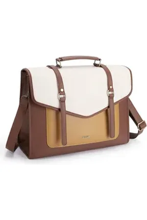 Ecosusi LuxusKollektion Laptoptasche Laptoptasche 15,6 Zoll Damen PU Leder Dokumententasche braun