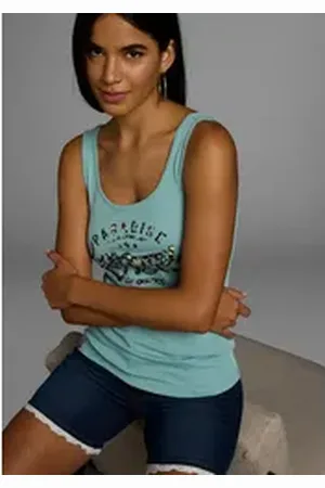 KangaROOS Tanktop mit blumigem Puff-Print blau 40/42