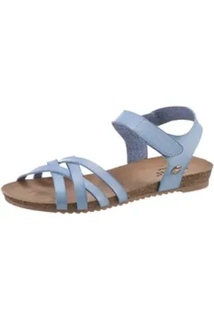 Mustang Shoes Riemchensandale, Sommerschuh, Sandalette, Klettschuh, mit Klettverschluss-Riemchen blau 37 EU