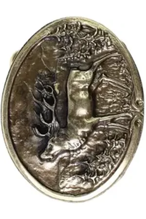 Fronhofer Gürtelschnalle 18038 (1-St) ovale messing Hirsch Trachten Gürtelschnalle Trachten Jäger Buckle 4cm goldfarben