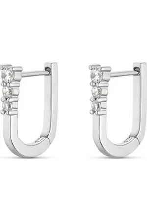 FAVS Paar Creolen Damen-Creolen 925er Silber 2 Zirkonia (Paar) silberfarben