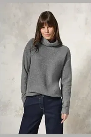 CECIL Rollkragenpullover aus softem Materialmix grau XS (36)