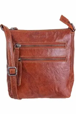 Bagsac Schultertasche Casual Damen Umhängetasche B487002 (ein Stück, 1-tlg), Innenfächer braun