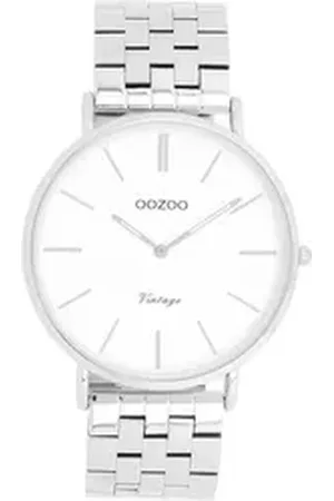 Oozoo Quarzuhr Damen Armbanduhr Vintage, (Analoguhr), Damenuhr rund, groß (ca. 40mm) Metallarmband, Elegant-Style silberfarben