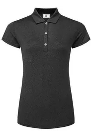 FootJoy Poloshirt Golfpolo Tiermuster Kappenärmel Lisle Schwarz Damen XL