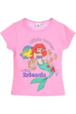 Disney Princess T-Shirt Arielle die Meerjungfrau Mädchen Jersey Kurzarmshirt aus Baumwolle Gr. 98 - 116 cm rosa 104 cm