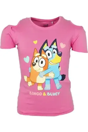Bluey Print-Shirt Bingo Kinder Mädchen kurzarm T-Shirt Shirt 100% Baumwolle, Gr. 92 bis 116 rosa 92