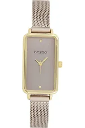 Oozoo Quarzuhr Damen Armbanduhr Timepieces Analog, (Analoguhr), Damenuhr rechteckig, extragroß (19x31mm) Metallarmband, Fashion-Style braun