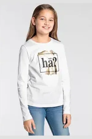 Kidsworld Langarmshirt Sprücheshirt Langarm, taillierter Schnitt, mit stylischem Druck weiß 164/170