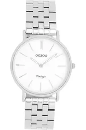 Oozoo Quarzuhr Damen Armbanduhr Vintage, (Analoguhr), Damenuhr rund, mittel (ca. 32mm) Metallarmband, Elegant-Style silberfarben