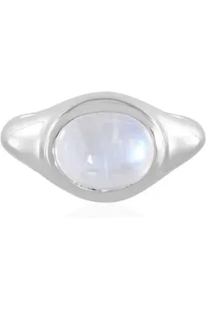 Cavill Silberring Indischer Regenbogen Mondstein Oval Ring, Plat. Sterling Silber (1-tlg) beige|silberfarben 50