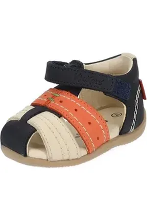 Kickers Halbschuhe Leder Klettschuh beige|blau 22 EU