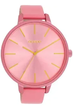 Oozoo Quarzuhr XL Damenuhr C11250 Rosa Lederband 48 mm