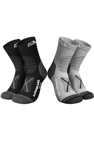 Alpen Wandersocken 2er-Set Socken braun Gr. L (2-Paar) Funktionssocken Sportsocken Trecking Wandersocken Outdoor Socken grau|schwarz Gr. 43-48