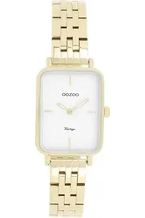 Oozoo Quarzuhr Damen Armbanduhr Vintage, (Analoguhr), Damenuhr rechteckig, extra groß (24x28mm) Metallarmband, Fashion-Style goldfarben