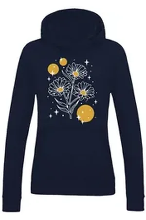 Youth Designz Kapuzenpullover Sparkling Flower Damen Hoodie Pullover mit fröhlichen Logo für Damen blau L
