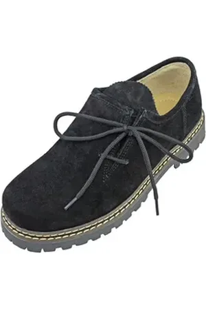 Mark Maddox Herren Leder Haferlschuhe "Altdorf" - Velour Schwarz, Trachten Mode Schnürschuh schwarz 40 EU