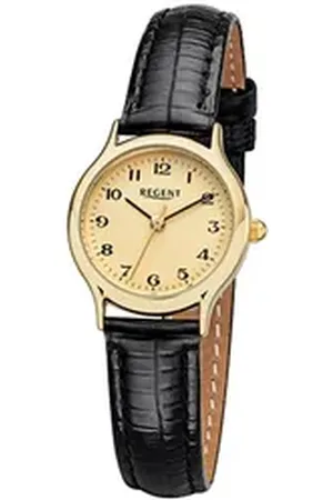 Regent Quarzuhr Damen-Armbanduhr schwarz Analog, (Analoguhr), Damen Armbanduhr rund, klein (ca. 24mm), Lederarmband schwarz