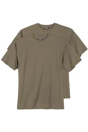 Adamo Rundhalsshirt XXL 2er Pack Basic T-Shirts khaki Fashion grün 12XL