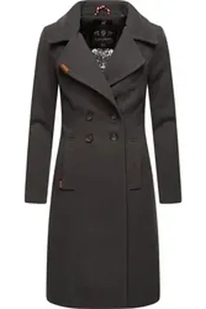 Navahoo Wintermantel Wooly edler Damen Trenchcoat in Wollmantel-Optik grau XXL (44)