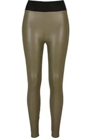 Urban classics Leggings Damen Ladies Faux Leather High Waist Leggings (1-tlg) grün M