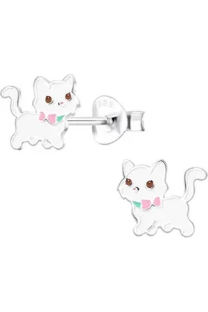 schmuck23 Paar Ohrstecker Kinder Ohrringe Katze 925 Silber Mädchen Ohrstecker, echte Silberohrringe silberfarben
