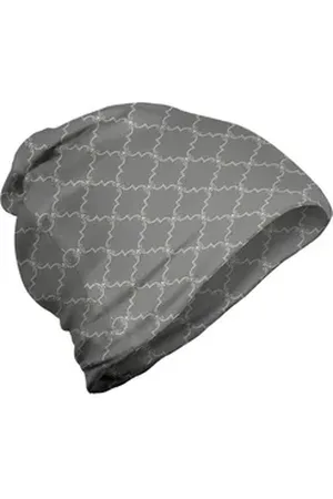 Abakuhaus Beanie Wandern im Freien Damast-Grau Abstrakt Oriental Grid beige|gelb|grau