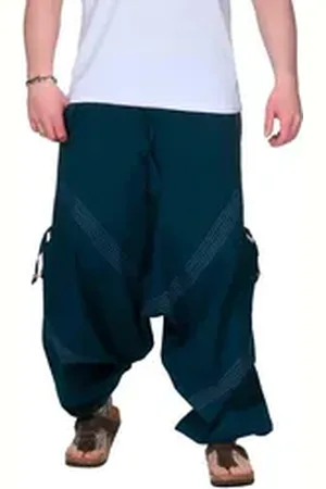 Kunst und Magie Haremshose Bequeme Goa Cargo Haremshose für Herren/Unisex Pluderhose Baggy lila L/XL