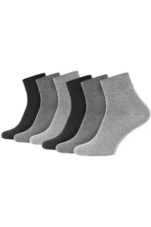 Black Snake Socken Diabetiker Kurzschaft Strümpfe ohne Gummibund aus Baumwolle 6 Paar - venenfreundlich, mit handgekettelter Spitze grau 43/46