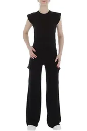 Ital-Design Freizeitanzug Damen Freizeit (86365255), Stretch Zweiteiler in Schwarz schwarz M/L