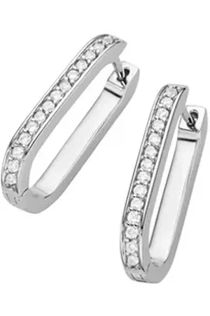 Giorgio Martello Paar Creolen ovale Form, mit Zirkonia, Silber 925 silberfarben