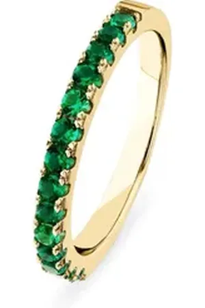 FAVS Fingerring Damen-Damenring Edelstahl 15 Zirkonia, Zirkonia gelb|goldfarben|grün 52