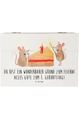 Mr. & Mrs. Panda Dekokiste 22 x 15 cm 1. Geburtstag Feiern - Weiß - Geschenk, Geschenkdose, Gesc (1 St) weiß