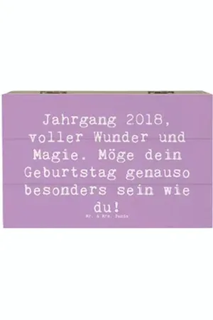 Mr. & Mrs. Panda Dekokiste 19 x 12 cm Spruch 2018 Geburtstag - Lavendeltraum - Geschenk, Geburts (1 St) lila