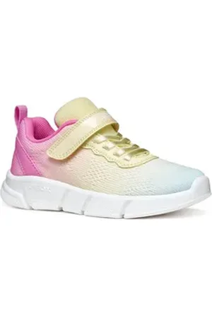 Geox J ARIL GIRL Sneaker, Knitwear Sneaker, Klettschuh mit glitzerndem Klettriegel bunt 24 EU