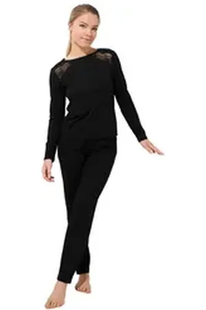 Lisca Pyjama Pyjama langarm Evelyn (Packung, 1 tlg) - schwarz S